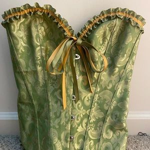 green and gold corset